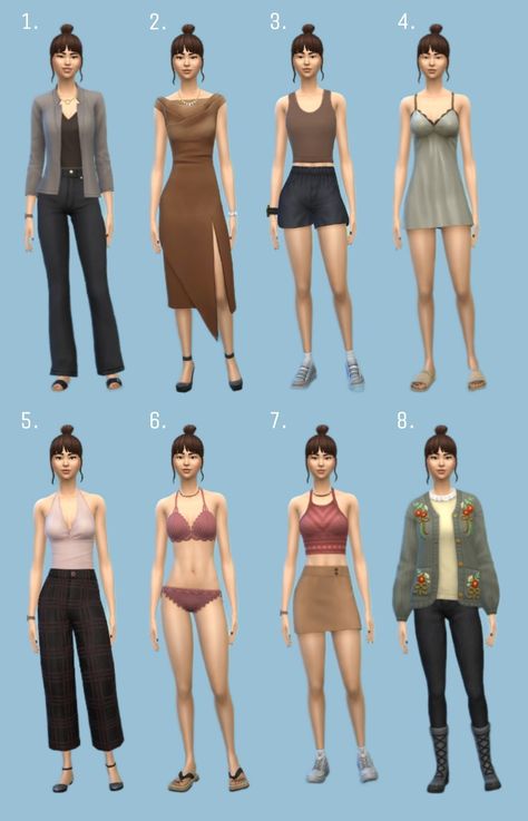 Sims 4 outfit inspiration without cc #ts4 #sims4 #ts4outfits #sims4outfits #ts4outfitinspiration #sims4outfitinspiration Sims 4 Clothes Base Game, Sims 4 Cas Inspiration, Sims4 Base Game Outfits, Sims 4 Without Cc, Cute Sims 4 Outfits No Cc, Sims 4 Base Game Outfits Ideas No Cc, Sims Without Cc, Sims4 Outfits No Cc, Sims 4 Characters No Cc