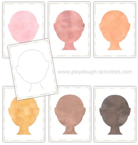 Playdoh Face Mats Free Printables, Face Playdough Mats Free Printable, Free Playdough Mats, Face Template For Kids, Kindergarten Provocations, Playdoh Mats, Face Outline, Transitional Kindergarten, Matted Hair