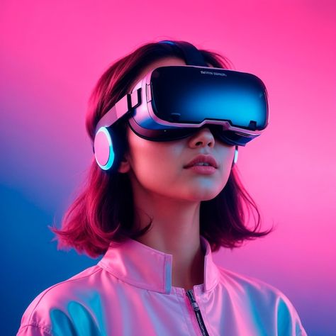 Future Technology Concept, Neon Backgrounds, Vr Glasses, Abstract Collage, Vr Experience, Virtual Reality Headset, Future Trends, Image Icon, Vr Headset