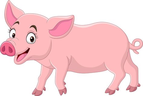 Cartoon Present, Smiling Pig, Farm Cartoon, Pig Clipart, Happy Pig, Cow Pose, Happy Cow, Funny Pigs