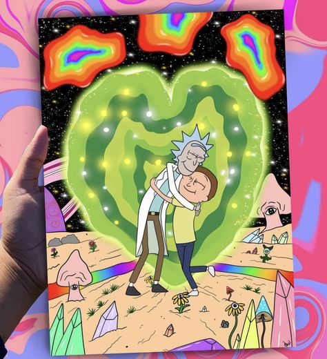 Rick And Morty Canvas Painting, Rick And Morty Painting, Trippy Drawings, Hippie Painting, Animation Art Sketches, Pop Art Canvas, Simple Canvas Paintings, Cute Canvas Paintings, Easy Canvas Art