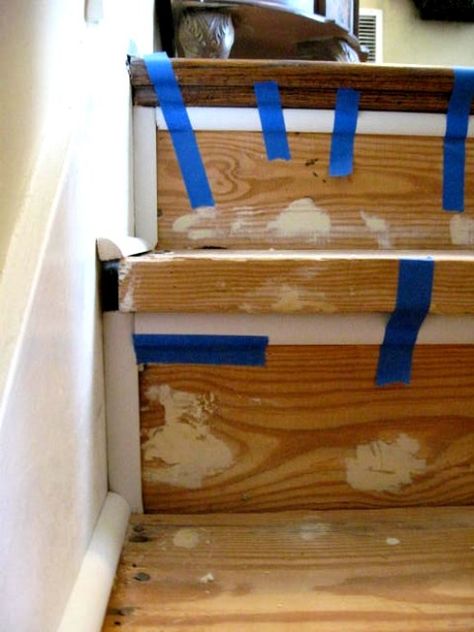 Stair Gap Ideas, Staircase Trim Molding Stair Treads, Stair Trim Moulding, Trim For Stairs, Stair Molding Trim, Trim On Stairs, Trim Stairs, Stair Trim Ideas, Removing Carpet From Stairs