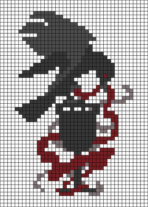 Alpha pattern #92378 variation #181136 | BraceletBook Six Of Crows Pixel Art, Six Of Crows Cross Stitch, Six Of Crows Crochet, Raven Alpha Pattern, Crow Pixel Art, Six Crows, Goth Cross Stitch Pattern, Crow Cross Stitch, Crochet Tapestries