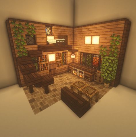 loft🍃 - ˖⁺ ☁⋆ ୭ 🕊.⋆｡⋆༶⋆˙⊹ Minecraft Lounge Room, Chalet Minecraft, Minecraft Rooms, Minecraft Living Room, Drawing Effects, Minecraft House Interior, Cottage Village, Construction Minecraft, Case Minecraft