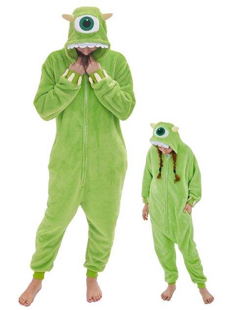 Mike Wazowski Onesie, Two Person Halloween Costumes, One Piece Costume, Stitch Costume, Adult Onesie Pajamas, Pajama Costume, Onesie Costumes, Animal Onesie, Pink Costume