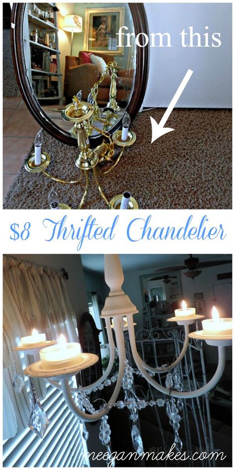 $8 Thrifted Chandy Makeover Remove Paint From Glass, Chandelier Makeover, Glass Pendant Shades, Diy Lamps, Coastal Chandelier, Painting 101, Upcycling Projects, Upcycle Decor, Diy Network