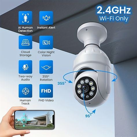 Simple Setup, Colorful Images, Smart Bulbs, Wireless Security Cameras, Smart Home Security, Types Of Cameras, Wifi Camera, Security Surveillance, Panoramic View