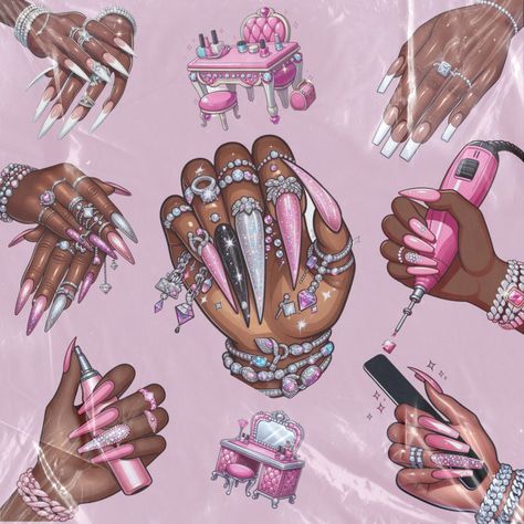 Nails Art Drawing, Nail Tech Logo Ideas, Nail Background Ideas, Nail Promotions Ideas, Nail Tech Policies, Nail Business Logo, Nail Collage, Girly Graphic Design, Nail Tech Logo