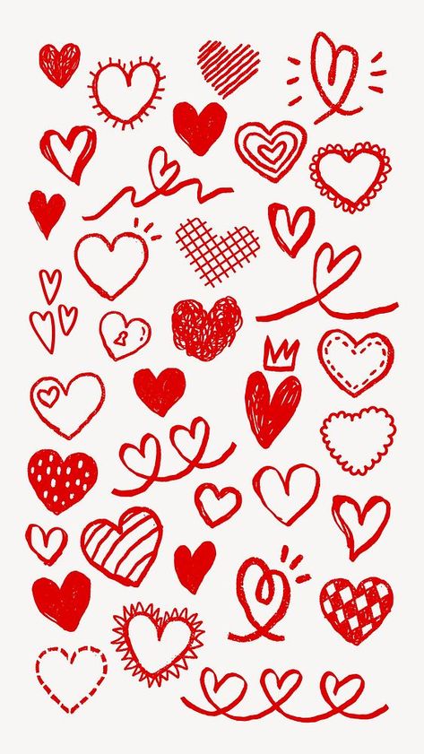 Heart Marker Art, Lips Doodle, Red Doodles, Valentines Doodles, Heart Doodles, Valentines Day Doodles, Shapes And Patterns, Heart Doodle, About Heart