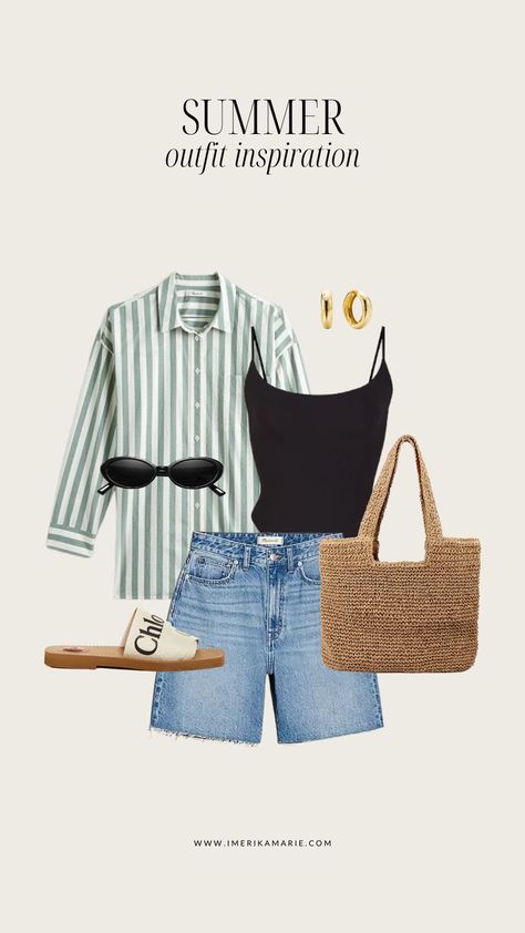 summer outfit Pool Outfit Ideas Casual, Heat Wave Outfit, Beach Sandals Outfit, Summer Basics Wardrobe, 2023 Fashion Trends Casual, Cute Style Outfits, Denim Shorts Outfit Summer Casual, Party Summer Outfits, Outfit Pool Party