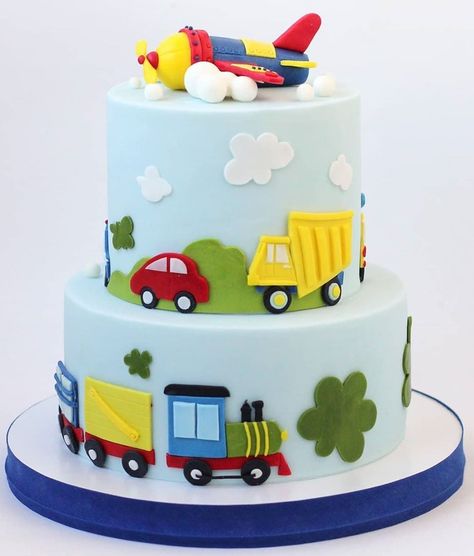 Vehicle Themed Birthday Cake, Transportation Party Cake, Transport Birthday Cake, Transportation Cakes For Boys, Transport Theme Cake, Vehicle Theme Cake, Car Theme Cake For Kids, Transportation Birthday Cake, Transportation Cake