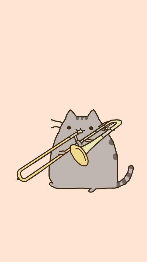 Trombone Wallpaper, Pusheen Love, Pusheen Cute, Band Nerd, Band Stickers, Pusheen Cat, Cover Wallpaper, Legolas, Trombone