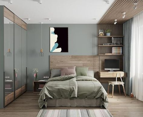 Small Bedroom Interior, Contemporary Bedroom Design, Bedroom Bed Design, Trendy Bedroom, Bedroom Layouts, Small Room Bedroom, Apartment Inspiration, Contemporary Bedroom, The Bedroom