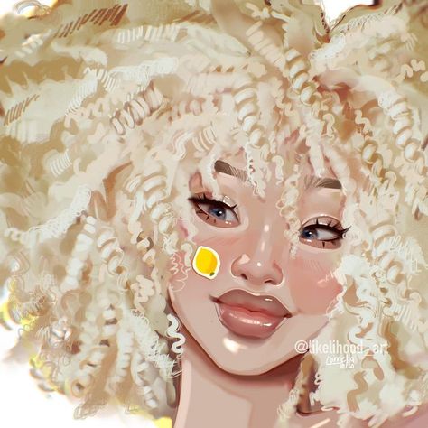 ♡ 𝚌𝚘𝚛𝚗𝚎𝚕𝚒𝚊 ♡ on Instagram: “The curls were hard but anyway...🍋✨ . . #digitalart #procreate #ipadpro #albino” Likelihood Art Style, Likely Hood Art, Albino Oc Art, Albino Drawing, Curls Reference, Albino Character Design, Black Character Art, Albino Art, Art Styles Inspiration