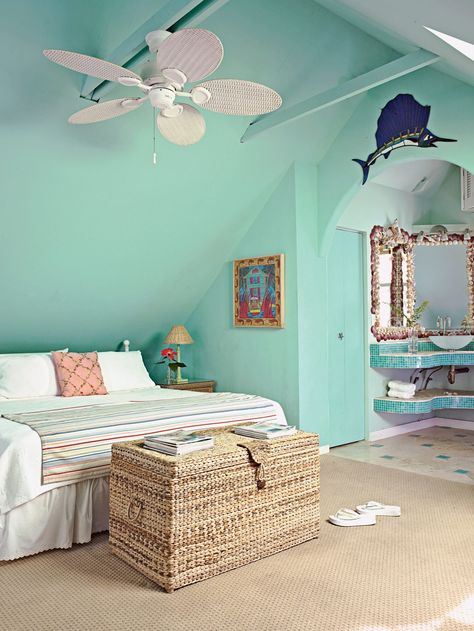 guestbook_06 Key West Bedroom, Key West Interior, Key West Style Homes, Key West Decor, Aqua Walls, Coastal Living Magazine, Key West Style, West Home, Florida Design