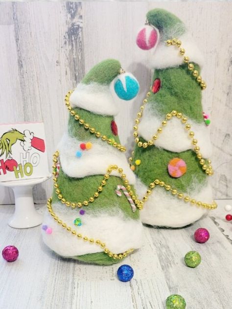 How the Grinch Stole Christmas Inspired Tabletop Tree. Unique Whimsical Whoville Themed Mantle Decoration or Centerpiece. Needle Felt Art.

Multiple sizes to pick from! 

So stinking cute that even the Grinch would agree! This Needle Felt Christmas Tree looks like it came straight out of Whoville. Perfect way to compliment your How the Grinch Stole Christmas themed decor! Perfect size on the mantle, side table. or desktop! 4 sizes available. Grinch Needle Felt, Needle Felt Grinch, Needle Felt Christmas, Needle Felt Art, Grinch Trees, The Grinch Stole Christmas, Needle Felted Christmas, Felt Christmas Tree, Grinch Stole Christmas