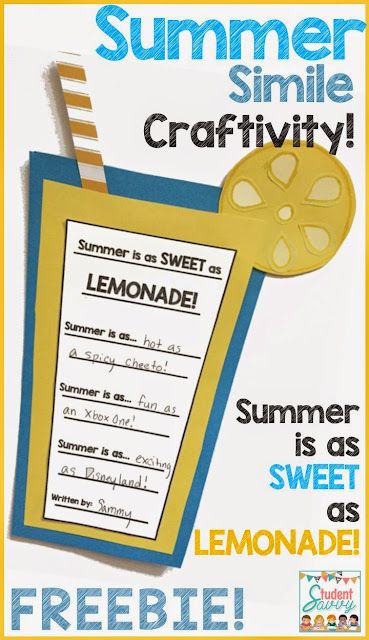 How to Celebrate the End of the Year! – Student Savvy Third Grade Summer School Activities, Summer School Activities 4th Grade, Lemonade Wars Activities, Summer School Ideas, Writing Craftivity, Creative Writing Activities, Summer Writing, End Of Year Activities, Pediatric Therapy