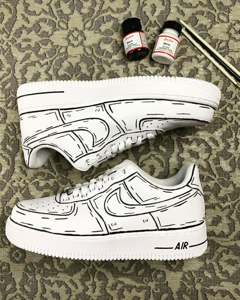 Custome Nike, Shoes Painting Ideas, Paint Shoes, Custom Sneakers Diy, Diy Sneakers, Custom Af1, Custom Kicks, Custom Nike Shoes, Air Force 1 Custom