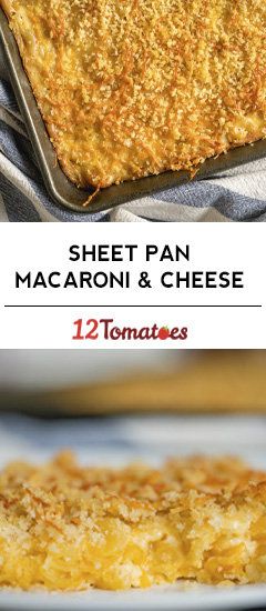 Sheet Pan Macaroni and Cheese | 12 Tomatoes Sheet Pan Macaroni And Cheese, Sheet Pan Mac And Cheese, Pan Mac And Cheese, Tray Meals, Bake Mac, Pasta Receipes, Cheesy Mac, Lenten Recipes, Making Mac And Cheese