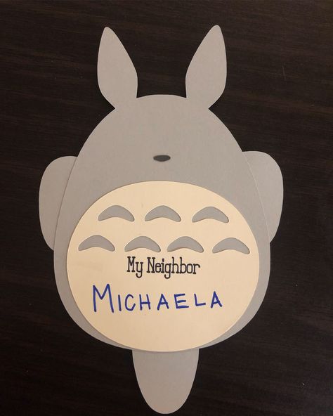 My Neighbor Totoro door tags for my RAs. #reslife #doordecs #doortag #RA #totoro Ra Bulletin Boards Studio Ghibli, Ra Dorm Hallway Decorations, Studio Ghibli Classroom Theme, Studio Ghibli Bulletin Board, Studio Ghibli Classroom Decor, Studio Ghibli Door Decs, College Door Name Tags, College Door Tags, Studio Ghibli Classroom