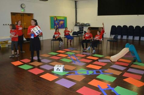 chutes and ladders lifesize Life Size Chutes And Ladders, Chutes And Ladders Decorations, Lifesize Games, Carnaval Ideas, Life Size Games, Makers Space, Chutes And Ladders, Family Literacy Night, Board Game Room