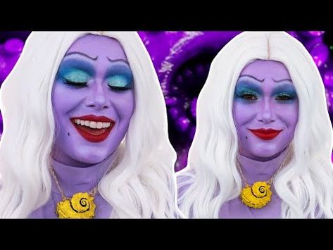 Create a DIY Ursula Halloween costume and makeup look with this easy tutorial! See the step-by-step makeup tutorial, and what you need to complete the look. Adult Ursula Costume, Ursula Halloween Costume, Full Face Paint, Ursula Costume Diy, Halloween Costume And Makeup, Ursula Halloween, Ursula Makeup, Ursula Costume, Costume Diy