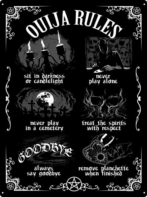 Ouija Board Rules Tin Sign – Grindstore Wholesale Satanic Rules, Novelty Decor, Wiccan Magic, Spirit Board, Wiccan Spell Book, Witchcraft Spell Books, Witch Spell Book, Baby Witch, Witch Magic