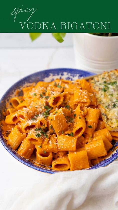 Spicy Vodka Rigatoni  | Love Laugh Mirch Spicy Vodka Rigatoni, Spicy Tomato Cream Sauce, Vodka Rigatoni, Calabrian Chili Paste, Rigatoni Recipes, Tomato Cream Sauce, Winter Foods, Cheesy Garlic Bread, Vodka Sauce