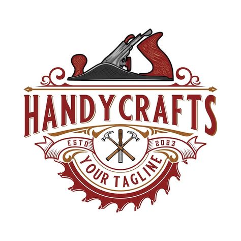 Woodworking vintage logo. hand plane and... | Premium Vector #Freepik #vector #chisel #carpentry-logo #saw-logo #woodwork-logo Woodwork Logo, Carpentry Logo, Van Signs, Hand Plane, Ads Creative Advertising Ideas, Advertising Ideas, Woodworking Logo, Logo Hand, Craft Logo