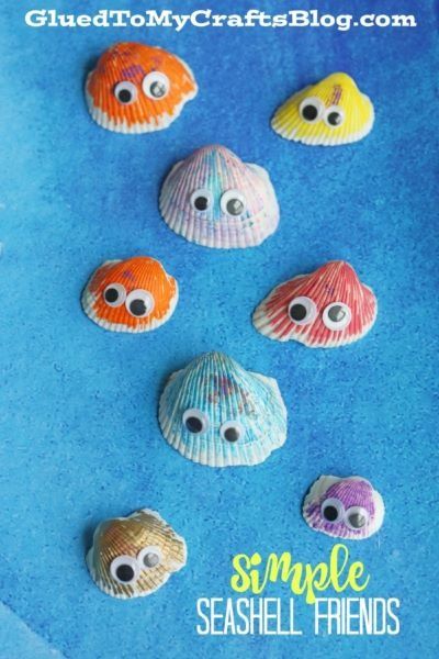 Seashell Friends - Craft Idea For Summer Seashell Friends, Seashell Crafts Kids, Beach Crafts For Kids, Mystery Island, Friend Crafts, Camp Crafts, Summer Craft, Ocean Crafts, Kid Craft