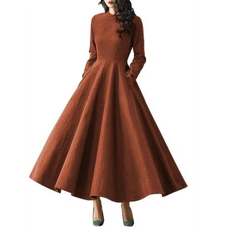 High Neck Winter Dress, Wool Jumper Dress, Winter Dress Ideas Casual, Dress Shoes For Winter, Dresses With Sweaters, Plus Size Modest Fashion, Walmart Clothes, Wrap Dress Casual, Romantic Maxi Dress