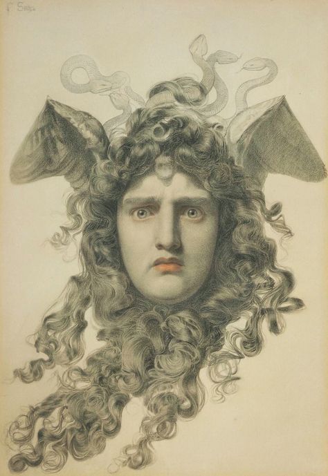 Frederick Sandys, Medusa Drawing, Academic Drawing, Pre Raphaelite Art, Chalk Drawings, Pre Raphaelite, A4 Poster, Vintage Artwork, Victoria And Albert Museum