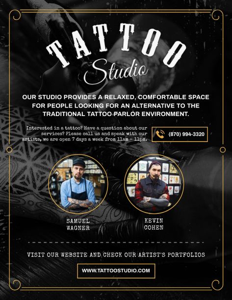 Tattoo Fly, Tattoo Salon, Full Tattoo, Make A Flyer, Tattoo Posters, Omerta Tattoo, Cowgirl Art, Marketing Flyers, B Tattoo