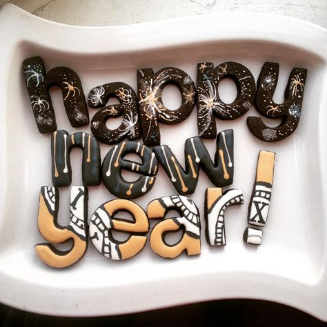 Happy New Year| Cookie Connection Specialty Cookies, New Year Cookies, Celebration Cookies, New Year's Desserts, New Years Cookies, Cookie Connection, New Year's Cake, Winter Cookie, Kinds Of Cookies