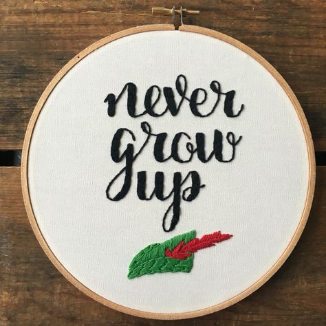 Up Embroidery, Disney Lines, Embroidery Sweater, Disney Decor, Embroidery On Clothes, Never Grow Up, Simple Embroidery, Sewing Embroidery Designs, Hand Embroidery Stitches