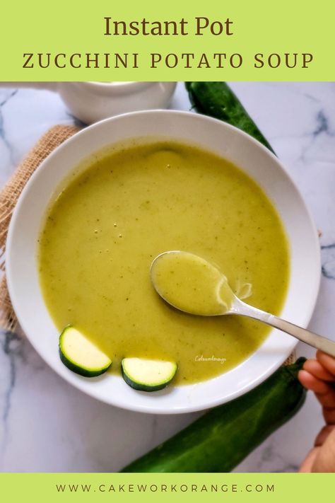 Creamy, comforting, one pot zucchini potato soup. This soup is loaded with flavours thanks to the addition of coconut milk. This warm bowl of zucchini soup can be your fulfilling dinner. Instant Pot Zucchini Soup, Zucchini Potato Soup, Zucchini Soup Recipes Instant Pot, Zucchini Soup Recipes Creamy, Zucchini Soup With Coconut Milk, Creamy Zucchini And Carrot Soup, Creamy Zucchini Soup, Zucchini Soup Recipes, Zucchini Soup