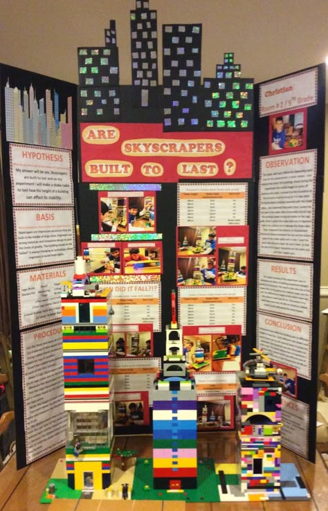 I would like to share today, one of my readers science project boards.  Christian was inspired by a one of my previous posts and completed t... Original Science Fair Projects, Engineering Science Fair Projects, Building Legos, Science Project Board, Lego Science, Kids Science Fair Projects, Elementary Science Fair Projects, Science Fair Board, Science Fair Projects Boards