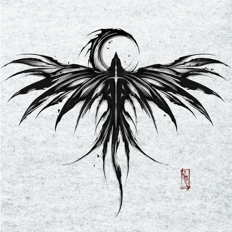 Crow Feather Tattoo, Crow Tattoo For Men, Chest Tattoo Design, Feather Tattoo Ideas, Wing Tattoo Men, Crow Tattoo Design, Watercolor Tattoo Ideas, Chest Tattoo Ideas, Mystical Tattoos