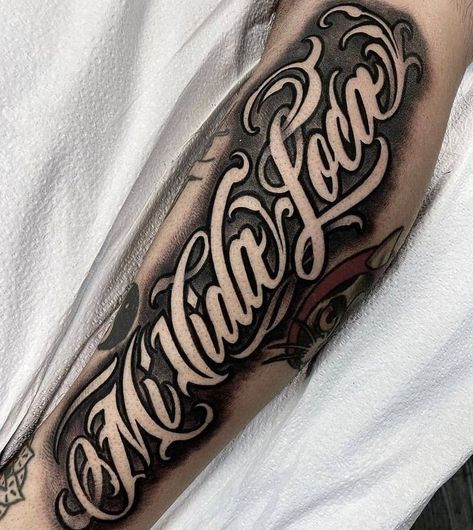 Gangster Lettering, Forearm Name Tattoos, Cholo Tattoo, La Muerte Tattoo, Chicano Tattoos Lettering, Calligraphy Tattoo Fonts, Gangster Tattoo, Tattoo Lettering Alphabet, Tattoo Lettering Design