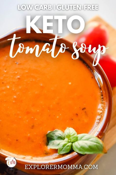 Keto Tomato Soup Easy, Keto Homemade Tomato Soup, Keto Tomato Bisque Soup, Clean Tomato Soup, Low Carb Tomato Bisque Soup, Thm Tomato Soup Recipe, Low Carb Tomato Basil Soup, Keto Vegetable Soup Recipes, Keto Tomato Soup Recipes