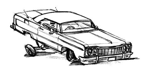 Low Rider Drawings, Coloring Pages Cars, Lowrider Drawings, Lowrider Hydraulics, Prison Drawings, Sneakers Illustration, Cars Coloring, Face Proportions, Chicano Love