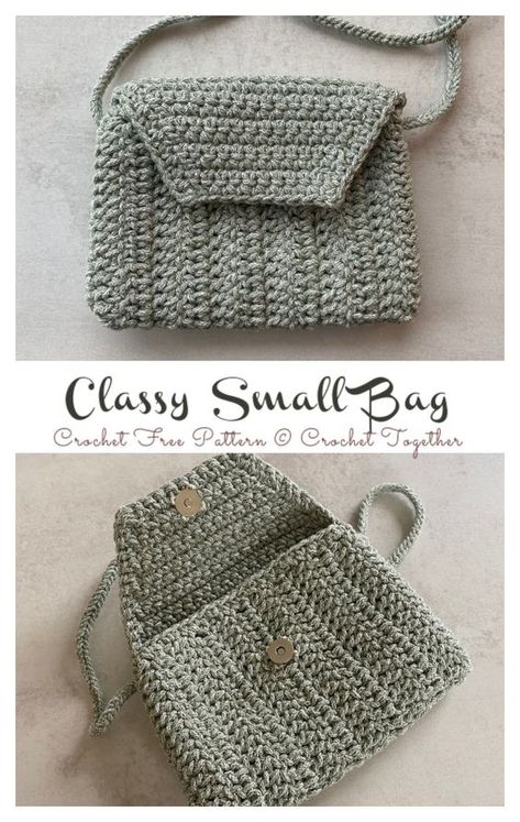 Classy Small Bag Crochet Free Pattern Crochet Bag Small Free Pattern, Crochet Small Handbags Free Patterns, Crochet Small Purse Pattern Free, Small Crochet Purse Pattern Free, Small Crochet Bags, Small Purse Pattern, Crochet Small Purse, Small Bag Pattern, Crochet Totes