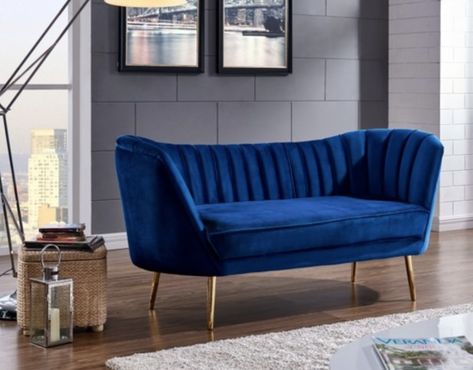 7 Navy Blue Loveseats For Stylish Homes #interiordesign #loveseats #navyblue Blue Loveseat, Gold Sofa, Tufted Loveseat, Velvet Living Room, Cute Furniture, Pintura Exterior, Elegant Sofa, Modern Furniture Living Room, Everly Quinn