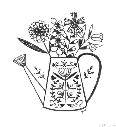 cute Flora Waycott Illustration, Flora Waycott, Folk Illustration, Ink Flowers, Sketch Ink, Cartoon Doodle, Watering Cans, Discreet Tattoos, Flower Tattoo Designs