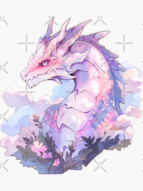 White And Purple Dragon, Purple Dragon Aesthetic, Dnd Pets, Cherry Blossom Dragon, Fluffy Dragon, Pretty Dragon, Purple Dragons, Flower Dragon, Dragon Base