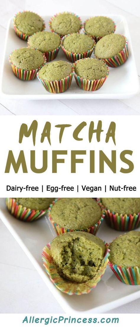 Tasty morsels of matcha love are baked into these dairy free muffins. Peanut Free Desserts, Matcha Muffins, Apple Zucchini, Green Tea Dessert, Breakfast Paleo, Dairy Free Muffins, Muffins Paleo, Matcha Green Tea Recipes, Potato Muffins