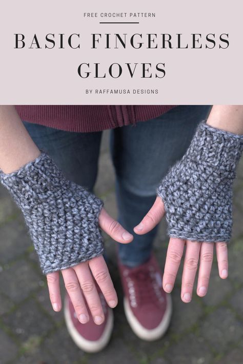 Would you like an easy, beginner-friendly pattern for Crochet Basic Fingerless Gloves? You're in the right place. Get some scrap yarn and let's crochet! #gloves #fingerless #crochet #uncinetto #haken #guanti #easy #free #pattern #katia #mitten #beginner #crocheter #scrapyarn #yarn #scrap #fingerlessgloves #winter #fall #handmade Crochet Fingerless Gloves Free Pattern, Crochet Hand Warmers, Crochet Wrist Warmers, Beau Crochet, Gloves Crochet, Fingerless Gloves Crochet Pattern, Bruges Lace, Glove Pattern, Crochet Gloves Pattern