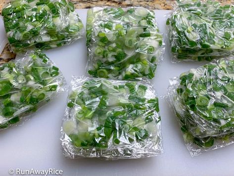 How To Freeze Scallions, How To Preserve Scallions, Freeze Green Onions, Freezing Green Peppers, Freezing Onions, Freezing Food Guide, Freezing Veggies, Onions Recipes, Green Onions Recipes