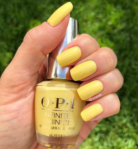 OPI - Infinite Shine Gel Lacquer - Bee Mine Forever - yellow nails - summer manicure Yellow Polish Nails, Yellow Nail Art Designs, Yellow Manicure, Bright Red Nail Polish, Bright Red Nails, Yellow Nail Art, Yellow Nails Design, Mine Forever, Yellow Nail