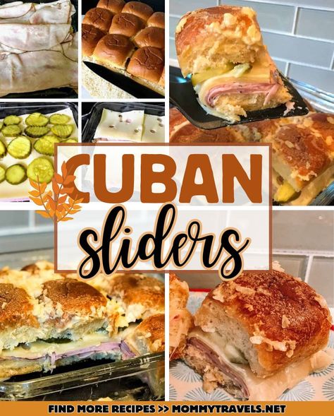 Cuban Sliders Cuban Sliders, Sliders Recipes, Mustard Pickles, Hawaiian Rolls, Cuban Recipes, Pickle Relish, Diced Onions, Dill Pickle, Savory Snacks